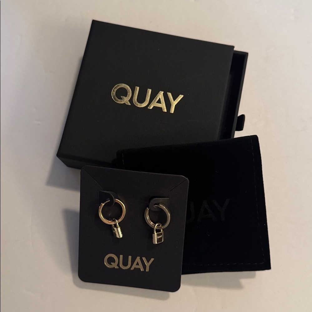 Quay Gold Plated On Lock Huggies Earrings